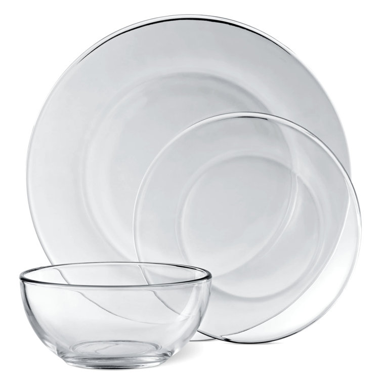 Clear glass dinnerware discount set